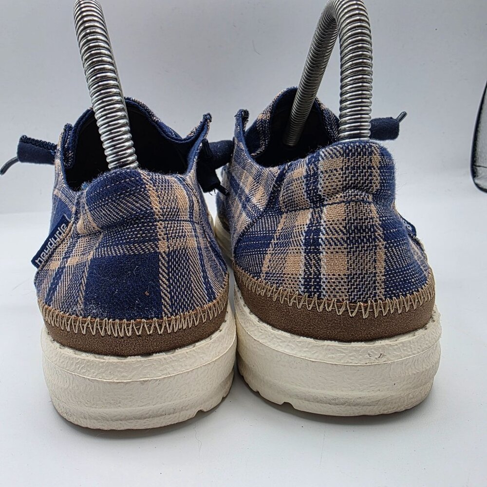 Hey Dude Wendy Tartan Blue Beige Womens Size 7 Shoes Casual Walking Comfort - Picture 5 of 13